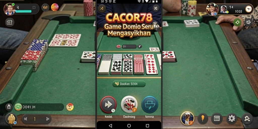 Screenshot gameplay CACOR78 menampilkan aksi seru dalam permainan domino.