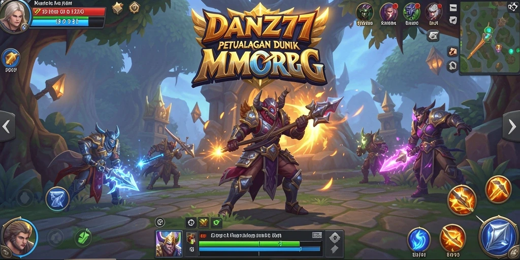 Tampilan gameplay epik di dunia fantasi MMORPG.