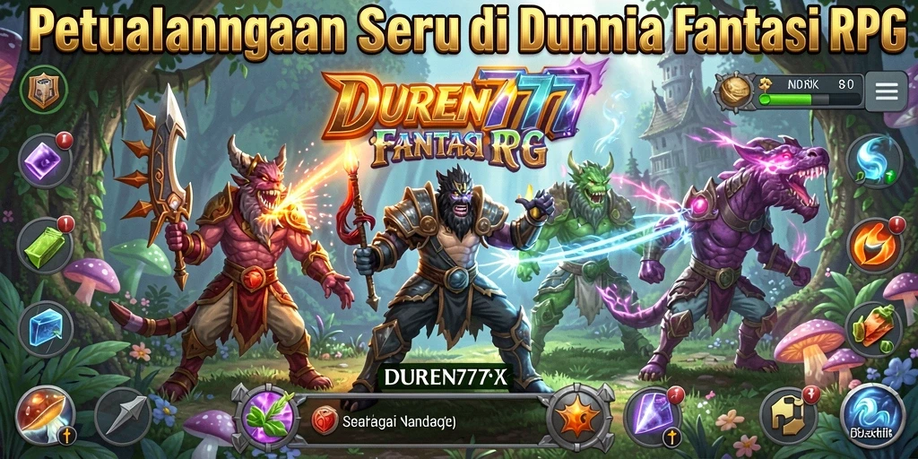 Screenshot gameplay DUREN777 menampilkan aksi seru dalam pertempuran RPG.