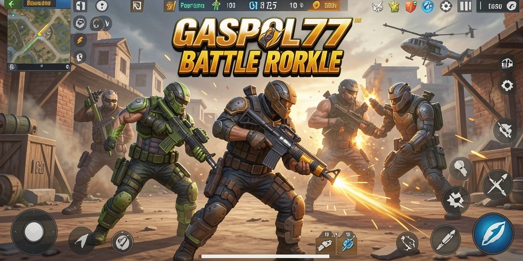 Screenshot gameplay GASPOL77 dengan pertempuran seru di arena.