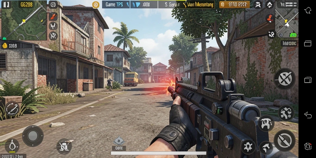 Screenshot utama GG288 menunjukkan aksi mendebarkan dalam gameplay TPS.