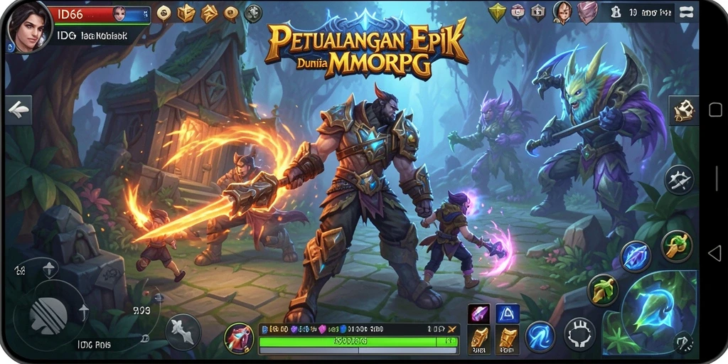 Screenshot utama ID66 menampilkan karakter beraksi dalam pertempuran MMORPG.
