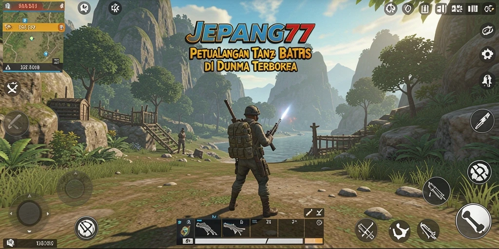 Screenshot utama JEPANG77 menampilkan aksi Open World yang mendebarkan.