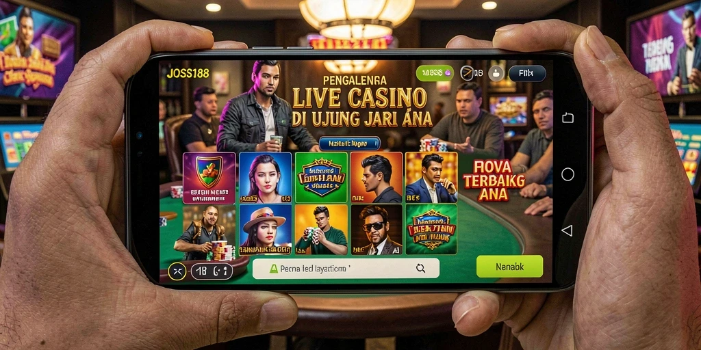 Tampilan live gameplay JOSS188 dengan dealer profesional dan suasana kasino nyata.