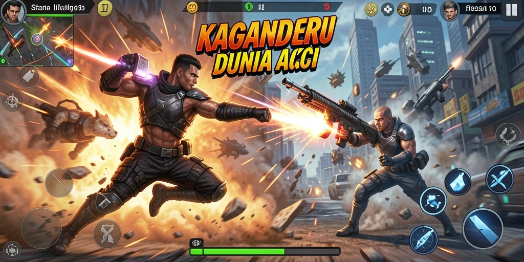 Screenshot gameplay KAGANDAN menampilkan aksi pertarungan yang mendebarkan.