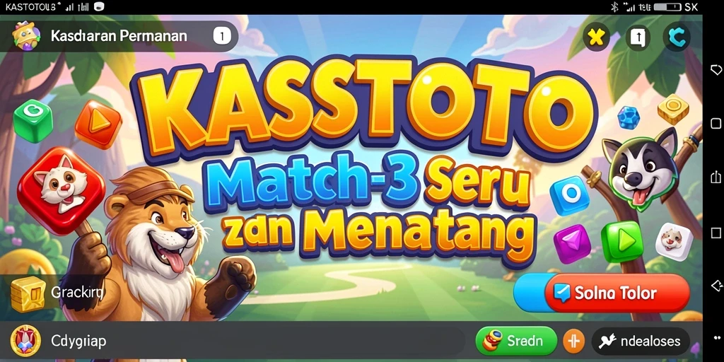 Tampilan gameplay KASTOTO dengan tantangan Match-3 yang seru.
