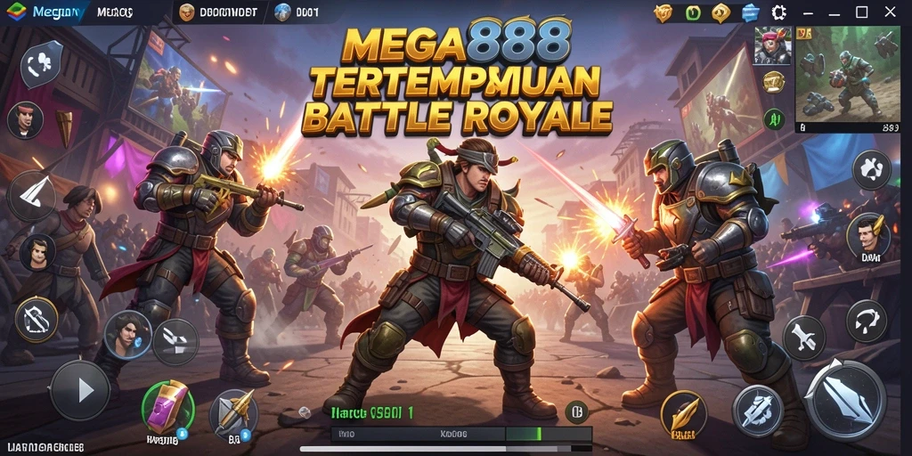 Tampilan gameplay seru di MEGA888, penuh aksi di medan perang.