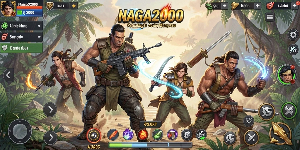 Screenshot gameplay NAGA2000 menunjukkan aksi seru dan intens.