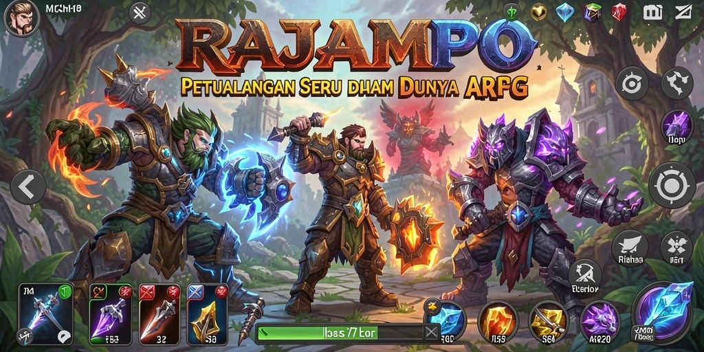 Tampilan gameplay epik dari RAJAMPO dalam pertempuran seru.