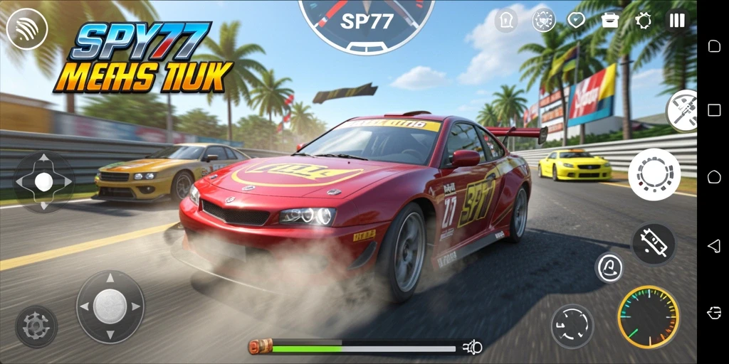 Tampilan gameplay seru di SPY77 dengan balapan penuh aksi.