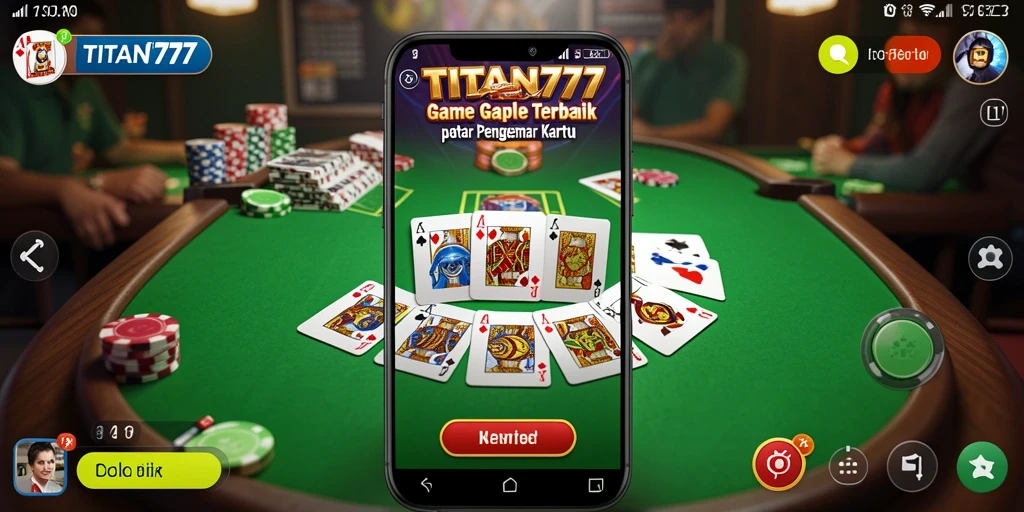 Screenshot <strong>TITAN777</strong> menunjukkan suasana seru permainan Gaple dengan para pemain aktif.