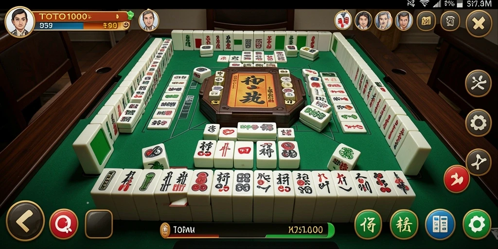 Screenshot gameplay Mahjong TOTO1000 yang mendebarkan.